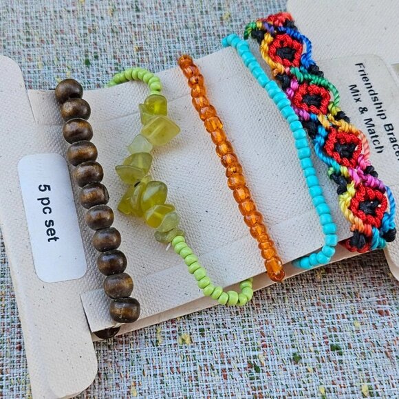 Arizona Jeans Company Bracelet Set of 5 Friendship Wrist Band Multi Jewelry New - Picture 1 of 7